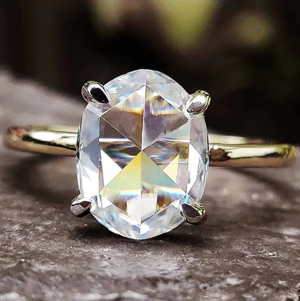 1.25ct oval Rose cut moissanite engagement ring