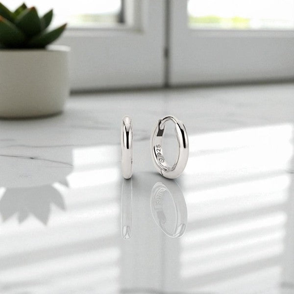 Classic Gold Tube Huggie Hoops • 12MM Lightweight Everyday Earrings