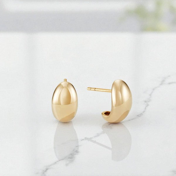Bold Dome Huggie Hoop Earrings,Everyday Gold Earrings Gift for Her
