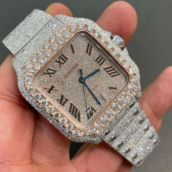 Cartier Santos Moissanite Diamond Watch | vvs moissanite watch W 101