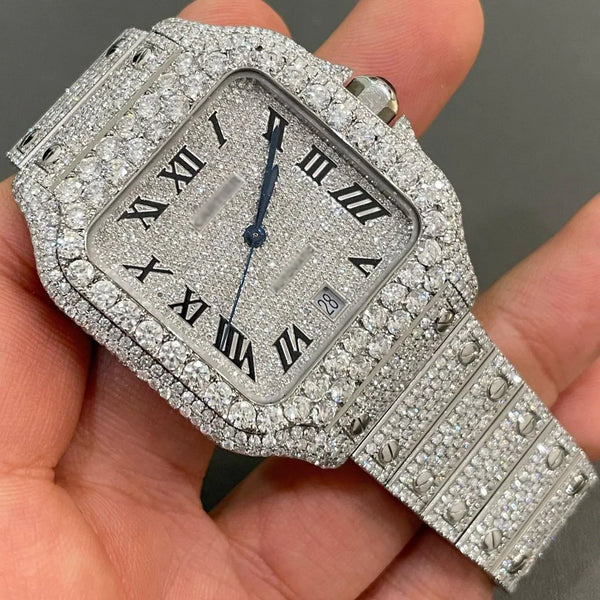 Cartier Santos Moissanite Diamond Watch | vvs moissanite watch W 102