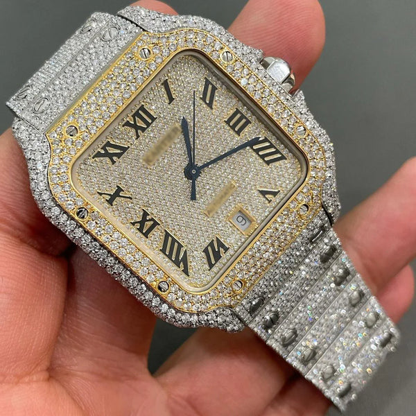 Cartier Santos Moissanite Diamond Watch | VVS Diamond Cartier Santos W 110