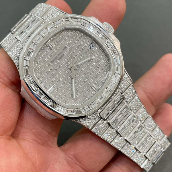 Iced Out Moissanite Patek Philippe Nautilus Chronograph Watch W 116