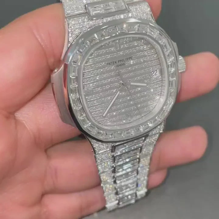 Iced Out Moissanite Patek Philippe Nautilus Chronograph Watch W 116