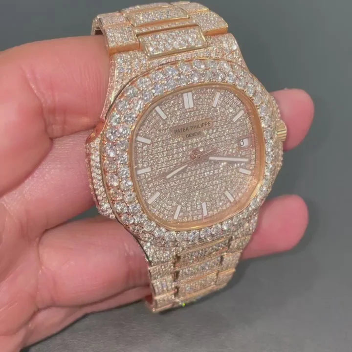 Iced Out Moissanite Patek Philippe Nautilus Chronograph Watch W 117