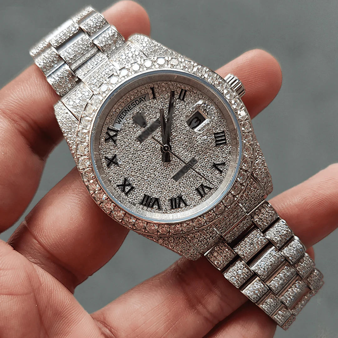 Iced Out Moissanite Watch  W 129