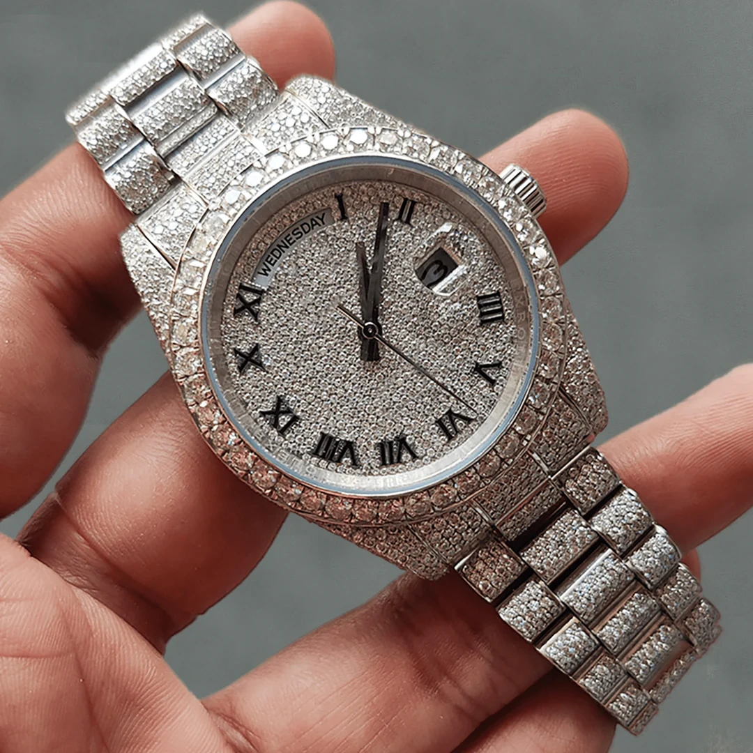 Iced Out Moissanite Watch  W 129