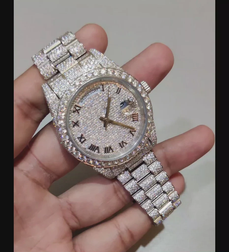 Iced Out Moissanite Watch  W 129