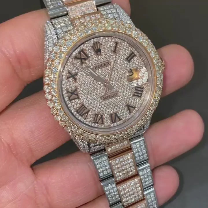36mm Rolex Date-Just Moissanite Diamond Watch  W 138