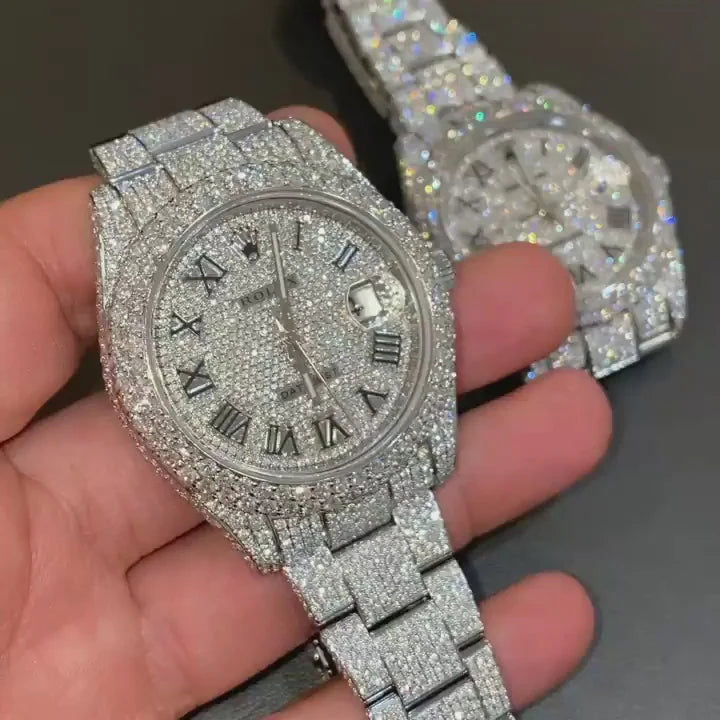 Rolex Date-Just Moissanite Diamond Watch   W 148