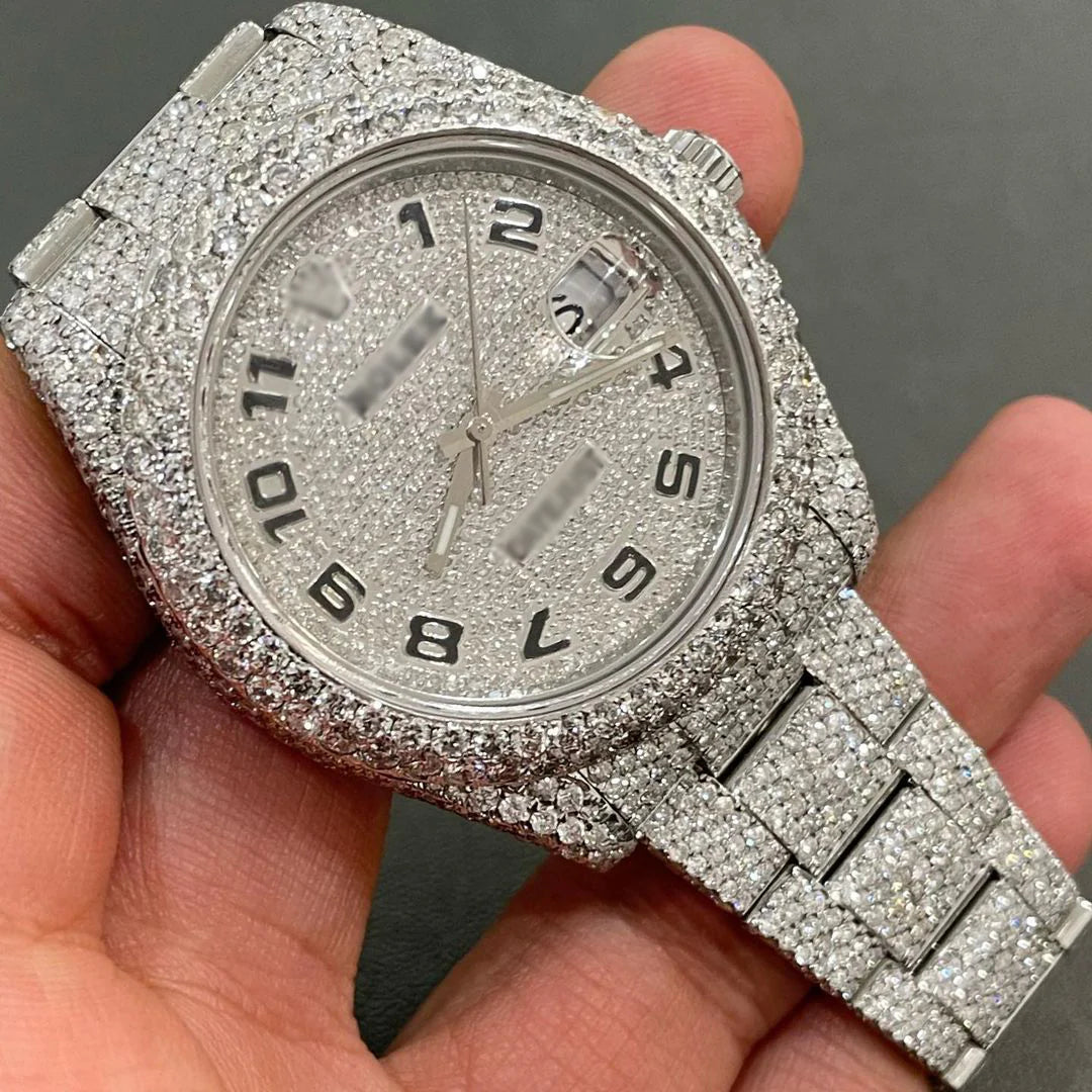 Rolex Date-Just Moissanite Diamond Watch   W 147