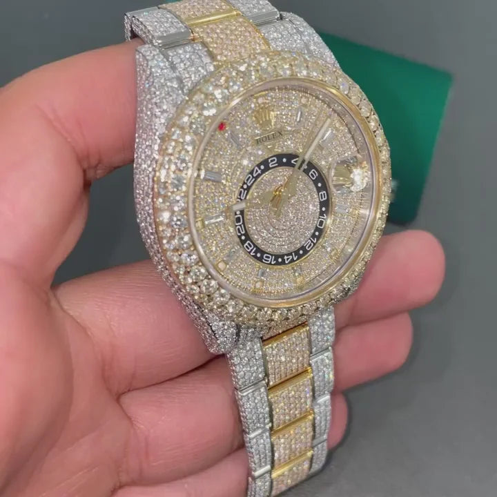 Rolex SkyDweller Moissanite Diamond Watch  W 149