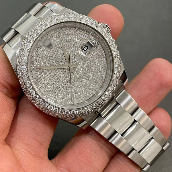 Rolex Date-Just Moissanite Diamond Watch  W 150