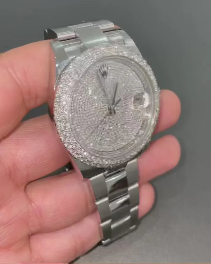 Rolex Date-Just Moissanite Diamond Watch  W 150