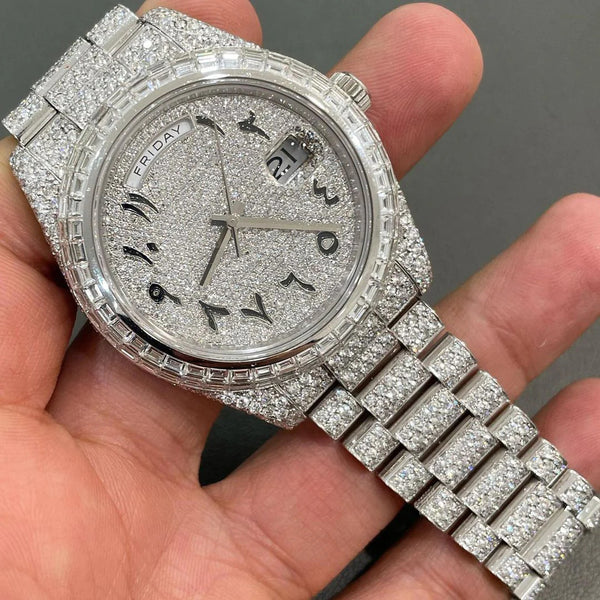 R Moissanite Diamond Watch | Moissanite watch | Custom Made diamond watch |  W 157