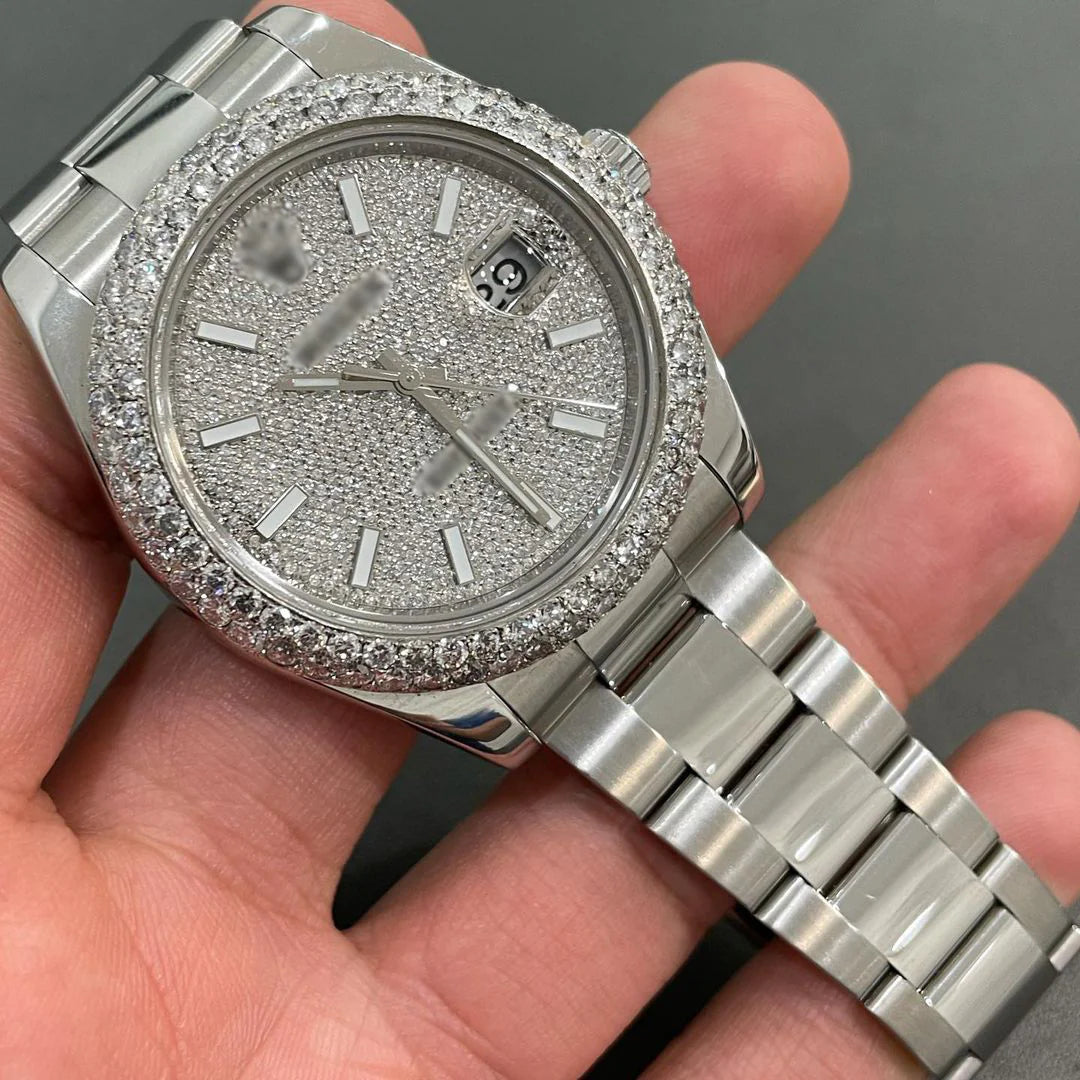 Rolex Date-Just Moissanite Diamond Watch  W 161