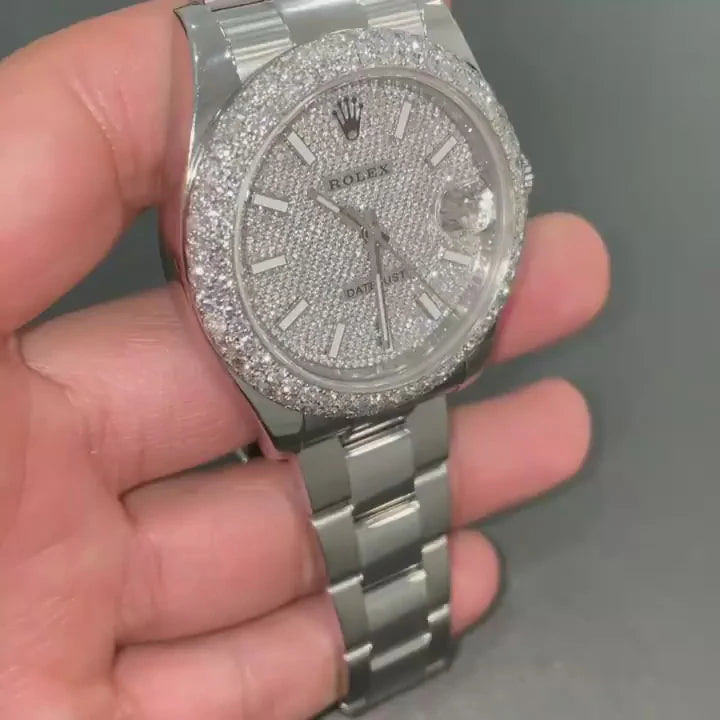 Rolex Date-Just Moissanite Diamond Watch  W 161