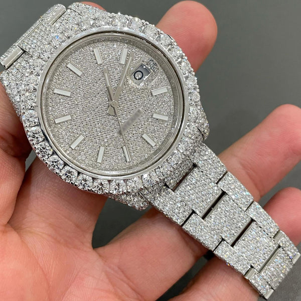 R Moissanite Diamond Watch | Moissanite watch | Custom Made diamond watch |  W 162