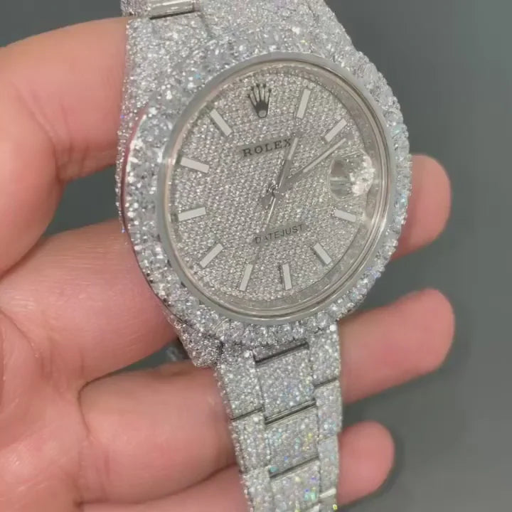 Rolex Date-Just Moissanite Diamond Watch  W 162