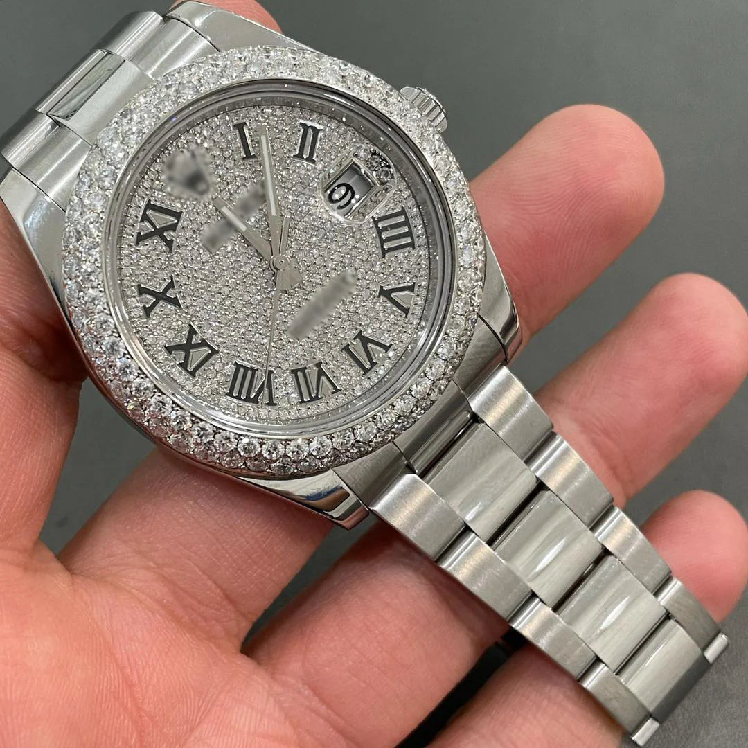 Rolex Date-Just Moissanite Diamond Watch  W 164