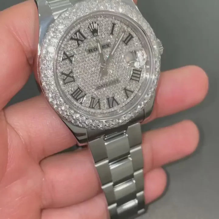 Rolex Date-Just Moissanite Diamond Watch  W 164