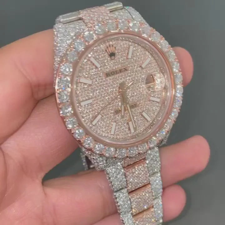 Rolex Date-Just Moissanite Diamond Watch  W 165