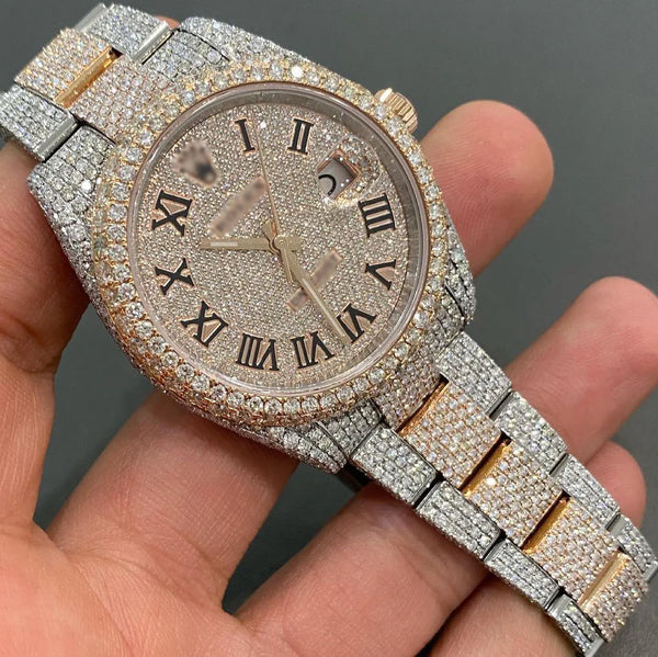 Rolex Date-Just Moissanite Diamond Watch  W 166