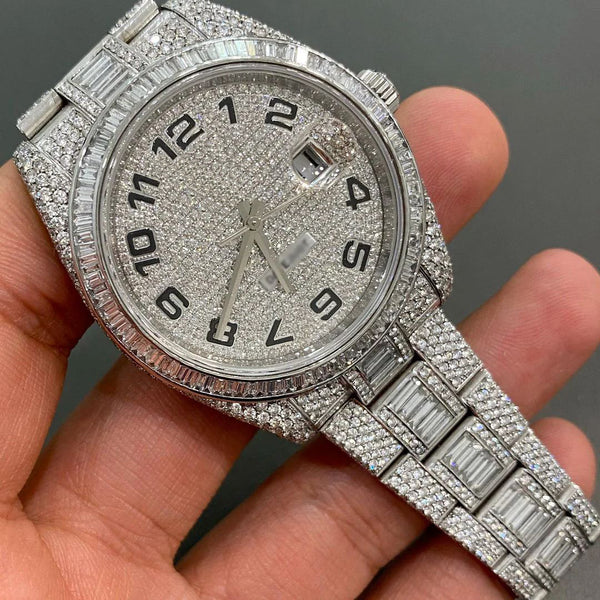 R Moissanite Diamond Watch | Moissanite watch | Custom Made diamond watch | W 168
