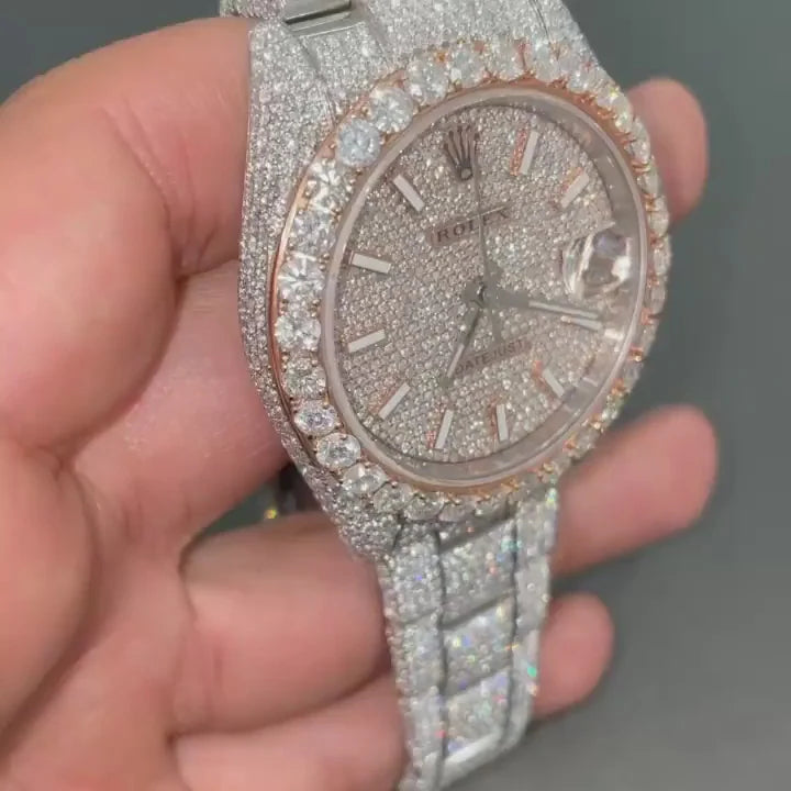 Rolex Date-Just Moissanite Diamond Watch  W 170