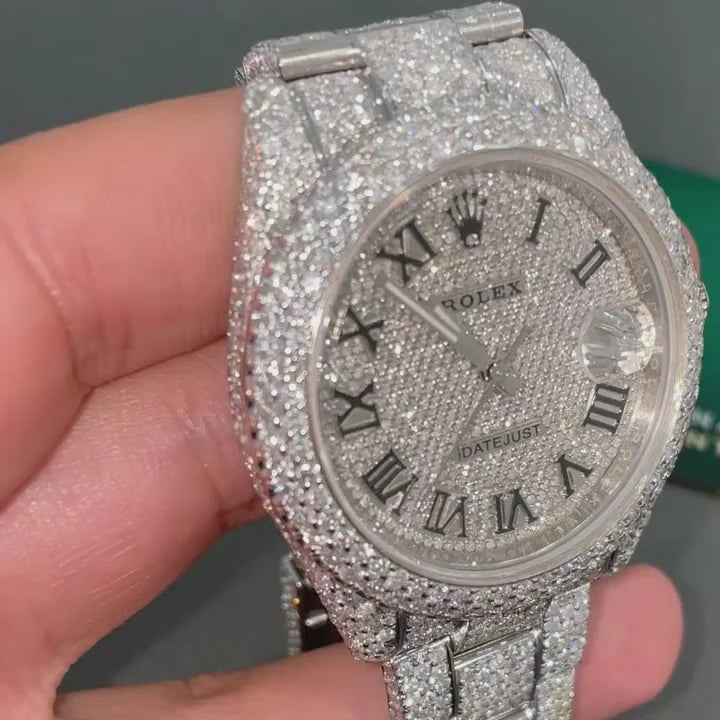 Rolex Date-Just Moissanite Diamond Watch  W 173