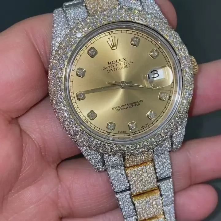 Rolex Date-Just Moissanite Diamond Watch  W 174