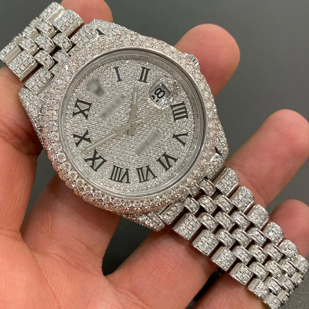 Rolex Date-Just Moissanite Diamond Watch  W 176