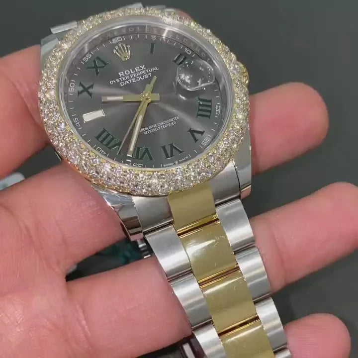 Rolex Date-Just Moissanite Diamond Watch  W 175