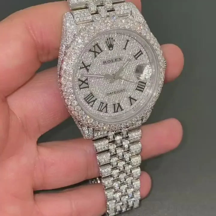 Rolex Date-Just Moissanite Diamond Watch  W 176