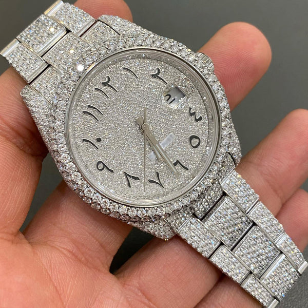 R Moissanite Diamond Watch | Moissanite watch | Custom Made diamond watch |  W 179