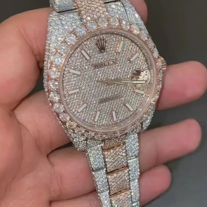 Rolex Date-Just Moissanite Diamond Watch  W 180