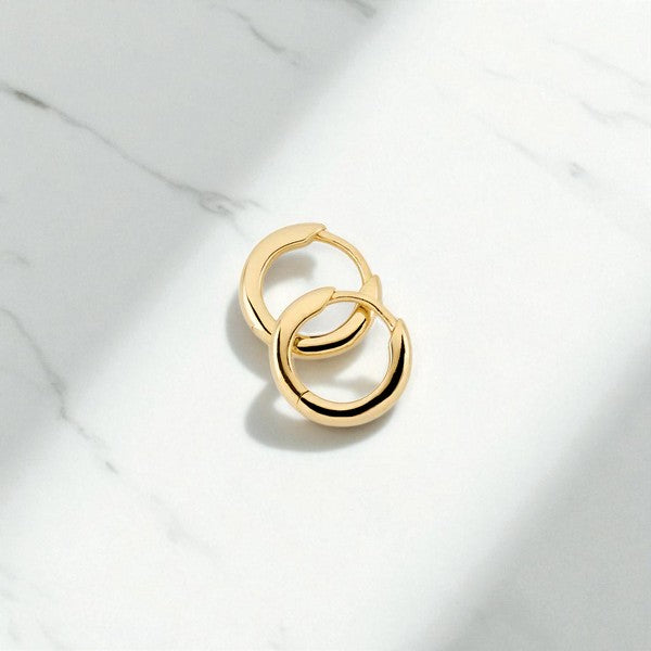Classic Gold Tube Huggie Hoops • 12MM Lightweight Everyday Earrings