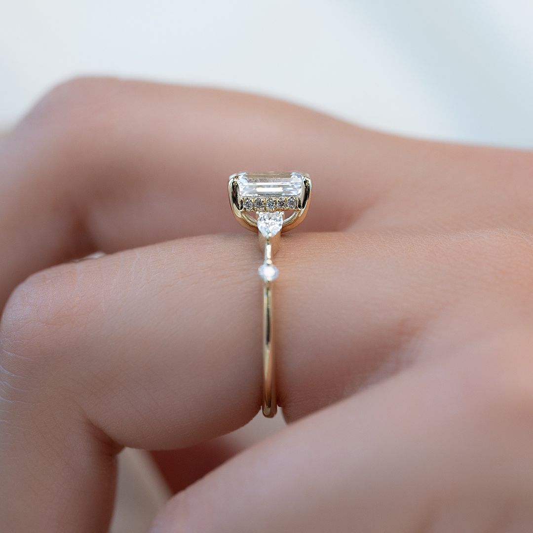 1.50ct Emerald cut moissanite engagement ring