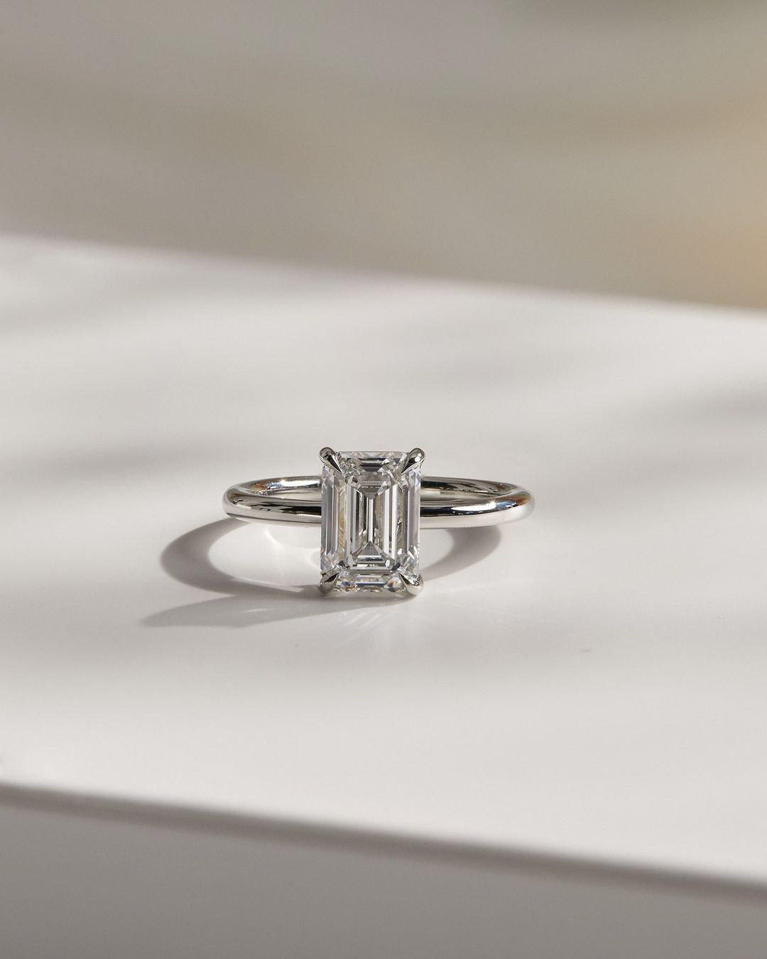 2.50ct Emerald cut Solitaire moissanite engagement ring