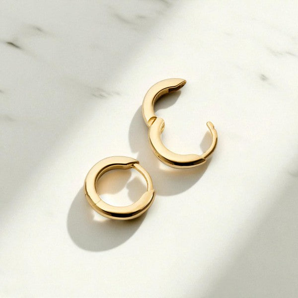 Classic Gold Tube Huggie Hoops • 12MM Lightweight Everyday Earrings