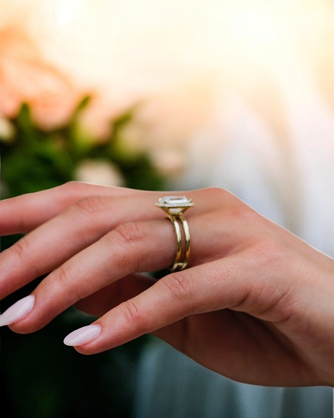 3.100 ct Emerald cut Moissanite engagement Ring