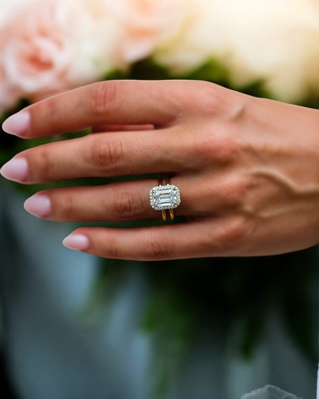 3.100 ct Emerald cut Moissanite engagement Ring