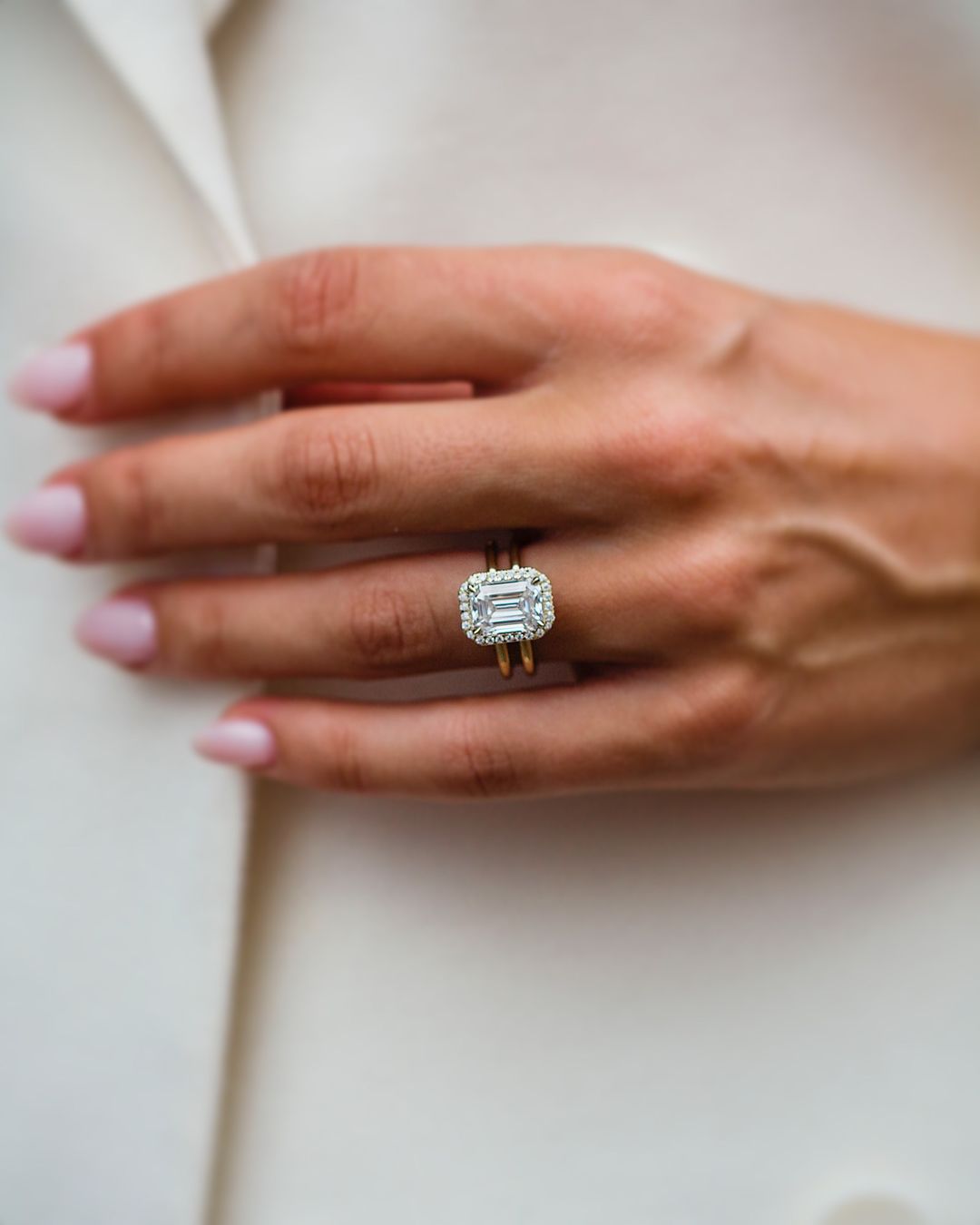 3.100 ct Emerald cut Moissanite engagement Ring