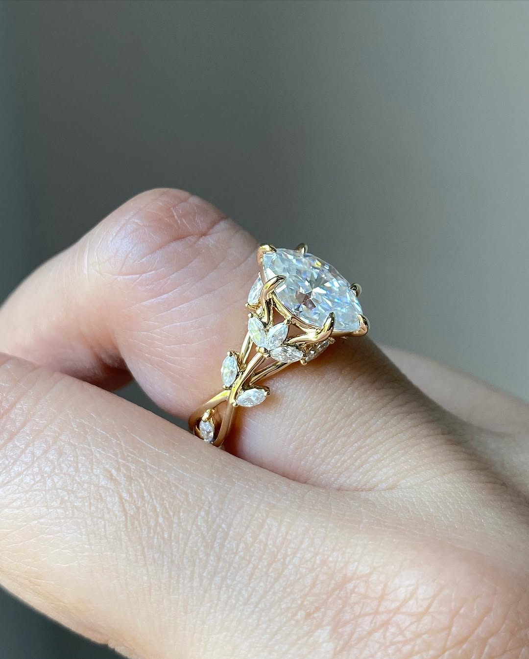 3.600ct Marquise Moissanite Cluster Engagement Ring