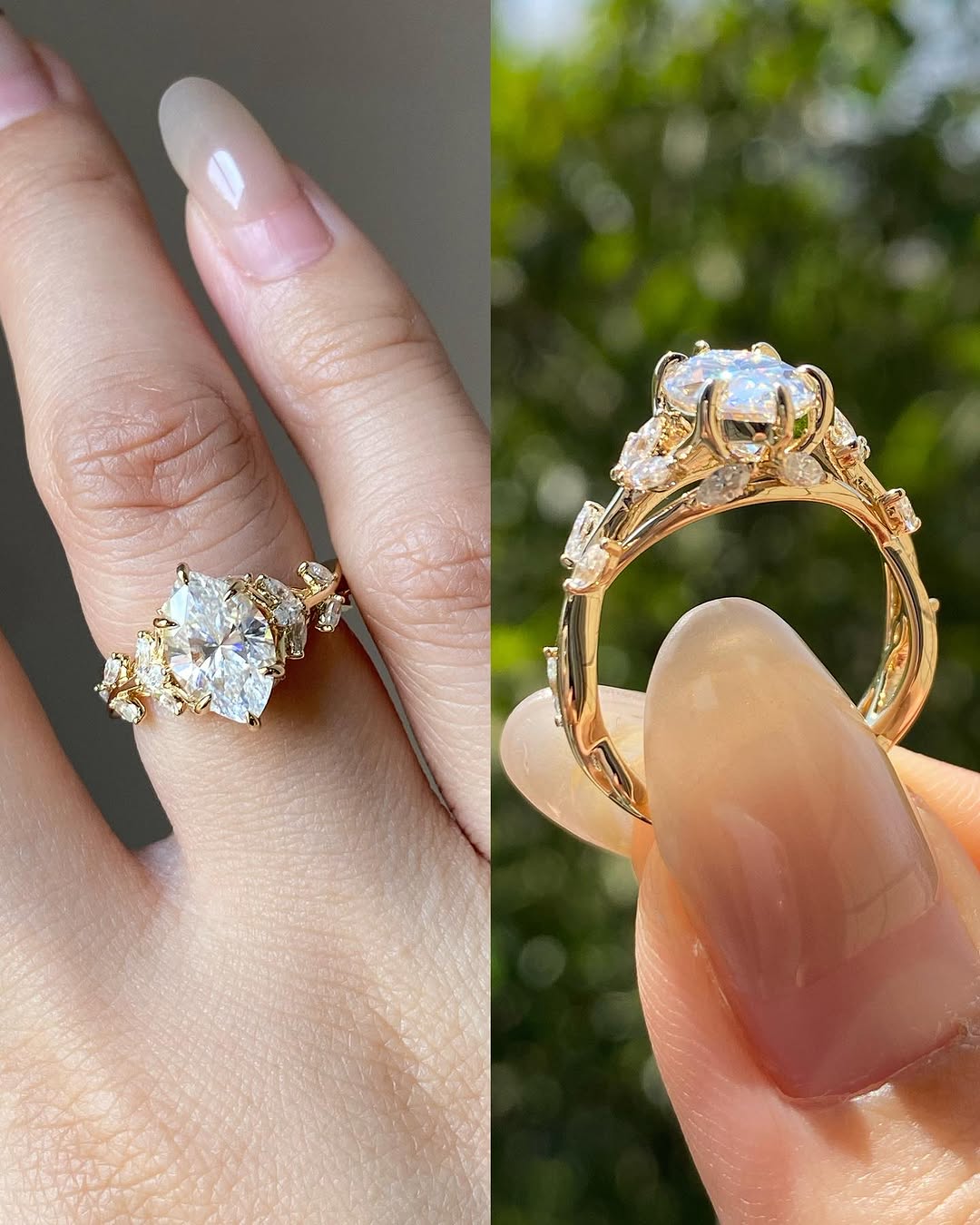 3.600ct Marquise Moissanite Cluster Engagement Ring