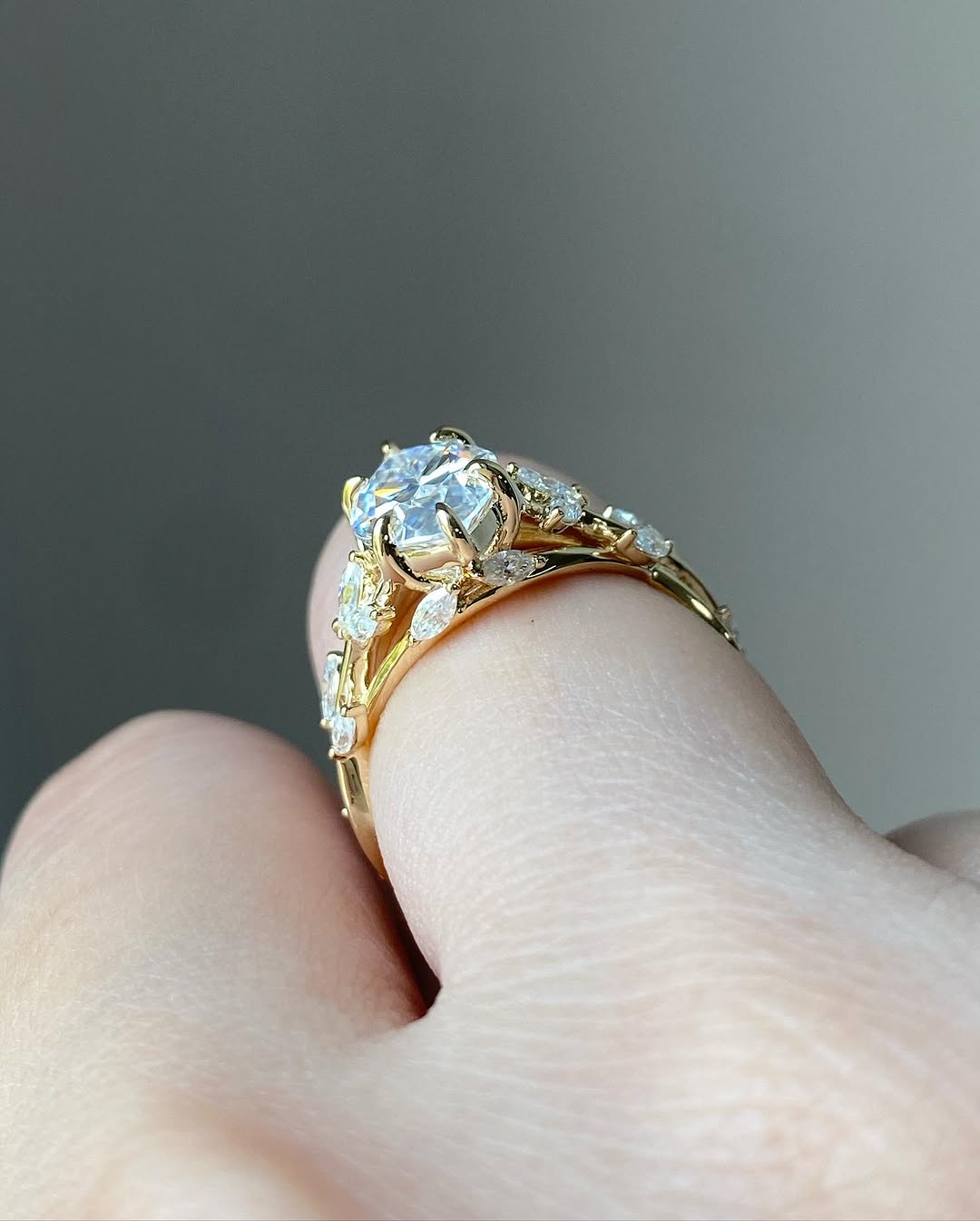 3.600ct Marquise Moissanite Cluster Engagement Ring