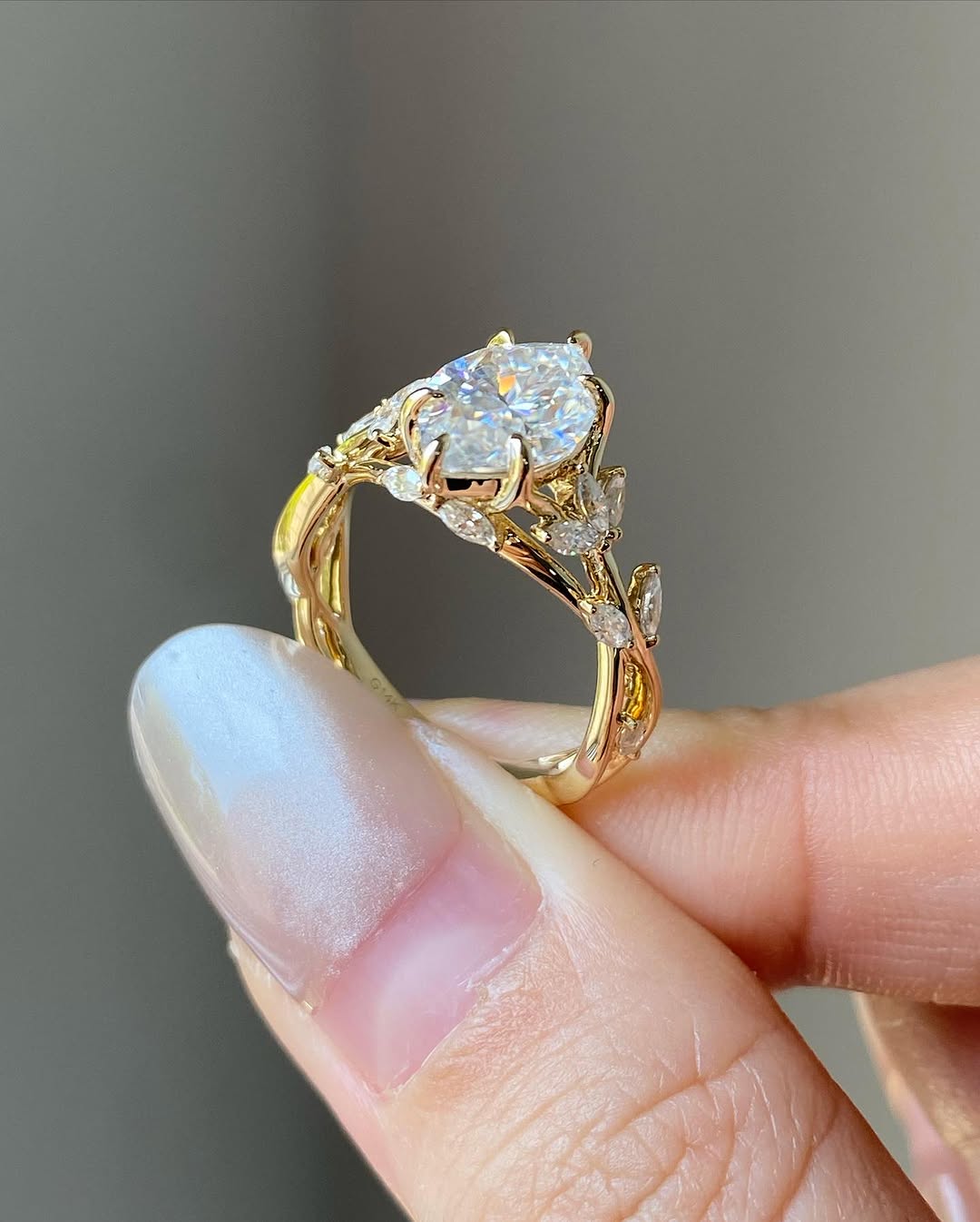 3.600ct Marquise Moissanite Cluster Engagement Ring