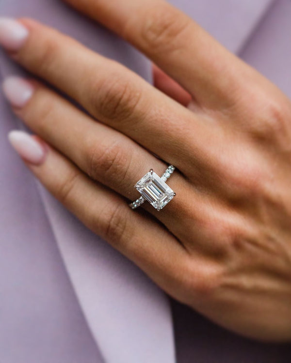 4.15ct Emerald Cut Moissanite Engagement Ring