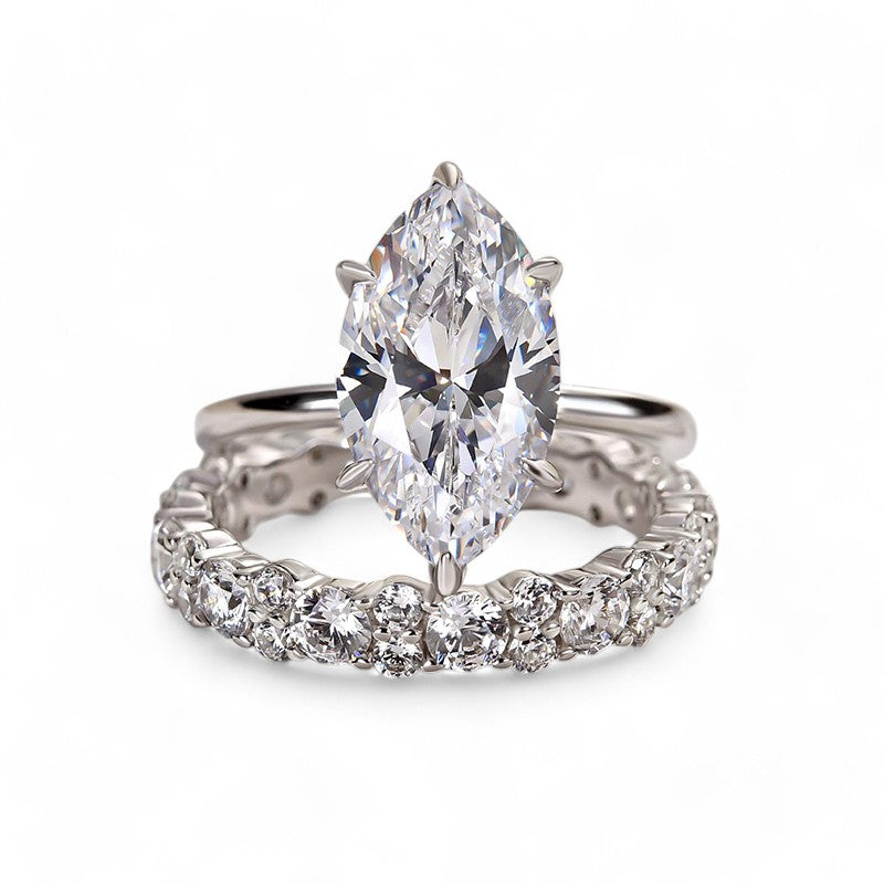 4.30 CT Marquise Cut Moissanite Diamond Engagement Ring Set