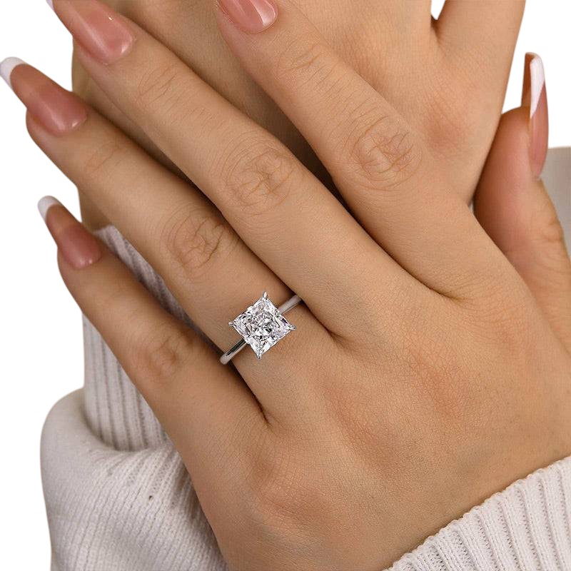 2.00CT Princess Cut Colorless Moissanite Engagement Ring